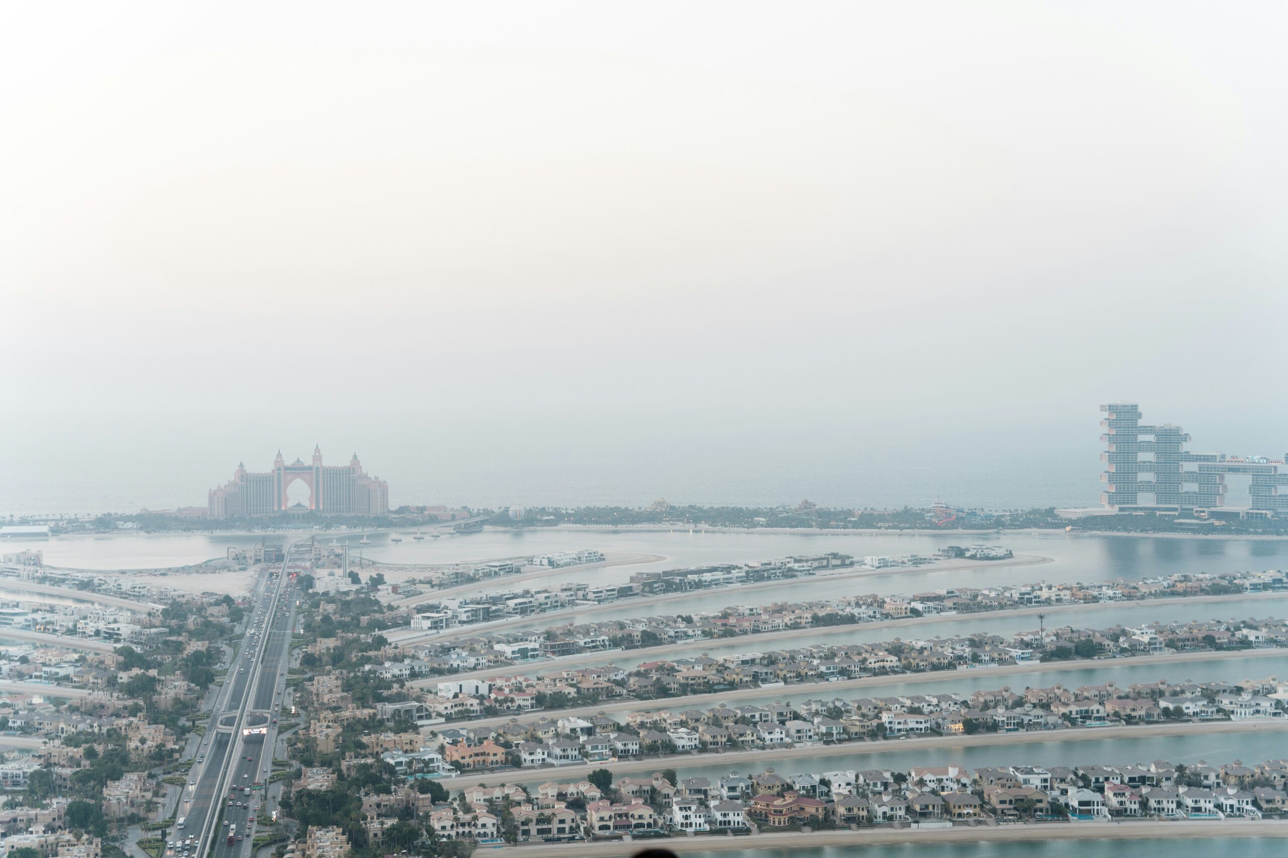 Aerial view of Palm Jumeirah and Dubai